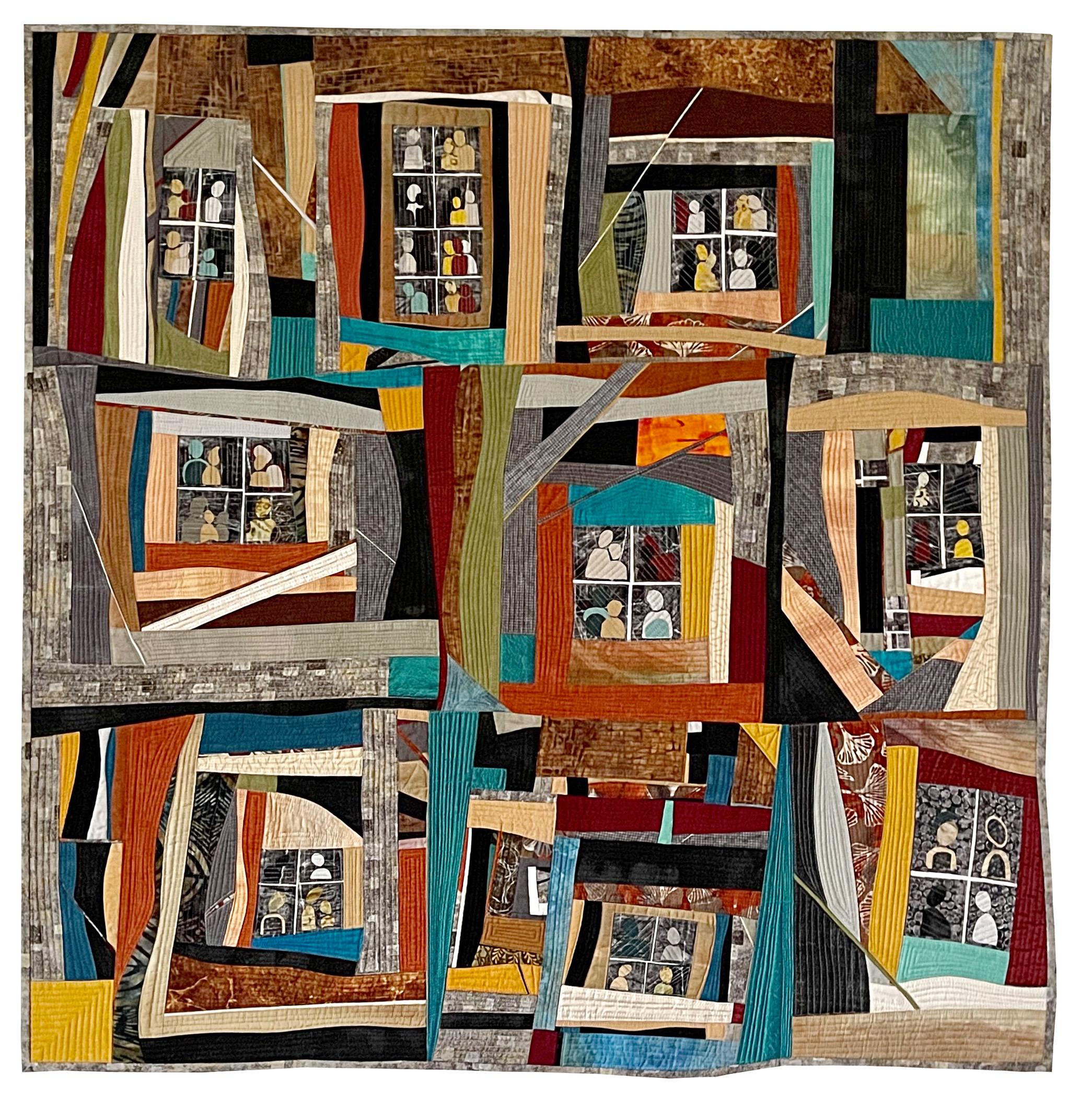 Unaffordable Housing IIA Conversation SAQA Studio Art Quilt Associates